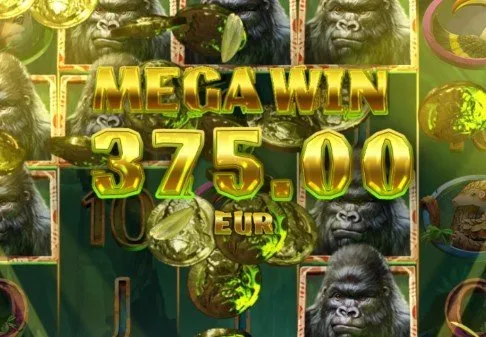 En mega win i slotspelet gorilla kingdom