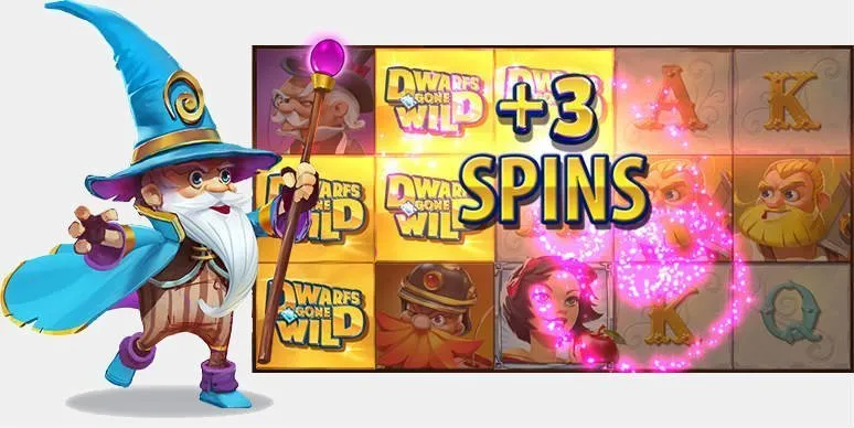 +3 spins på Dwarfs gone wild slot