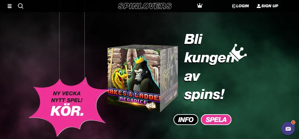 Startsida för Spinlovers casino online