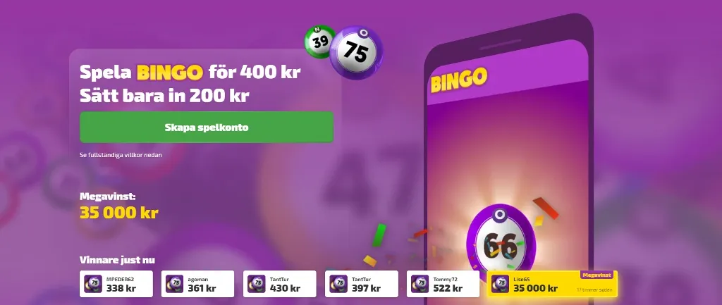 Lyckost bingo online och bonus