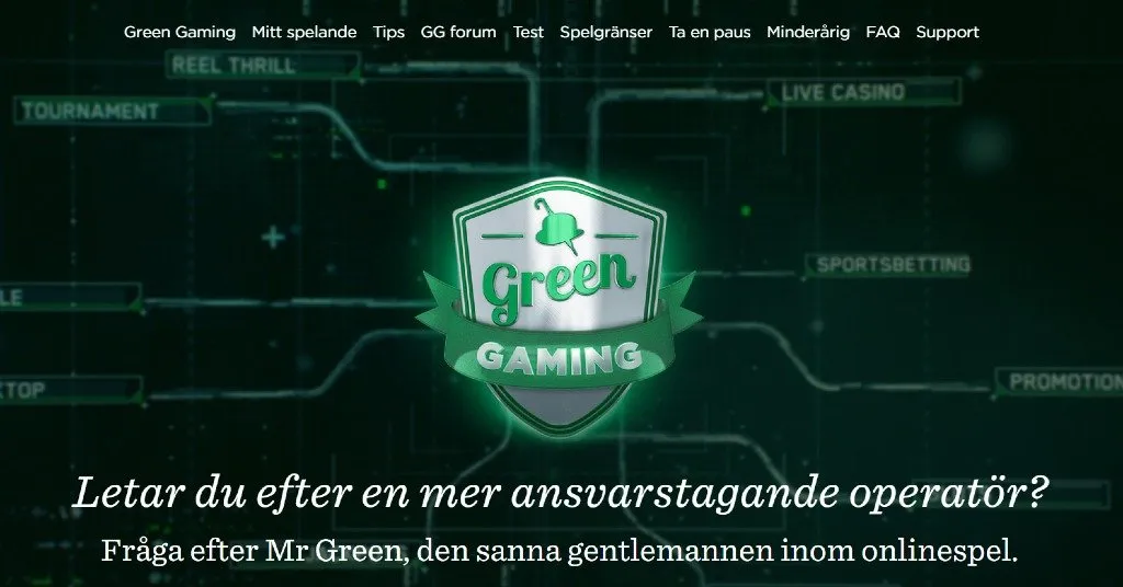 Mr Greens webbplats för ansvarsfullt spelande 
