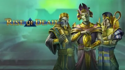 Rise of Dead slot logo visar tre mumier klädda i egyptiskt tema
