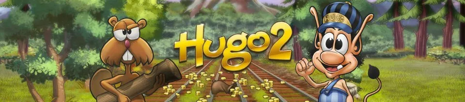 Hugo 2 logga och karaktärer