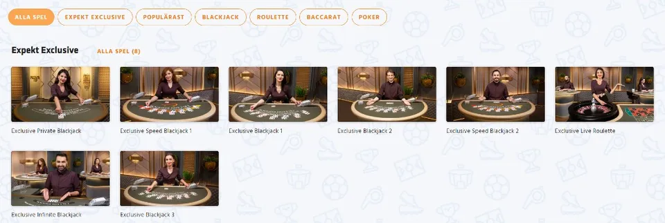 Exklusiva live casinospel hos Expekt