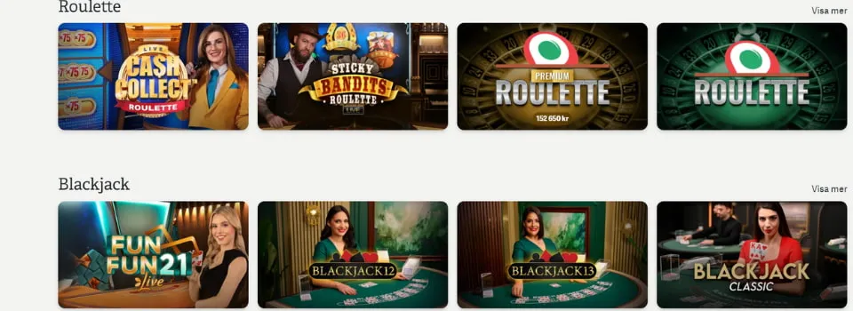 Live casinospel hos Paf Casino