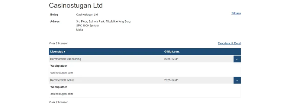 Casinostugan spellicens hos Spelinspektionen