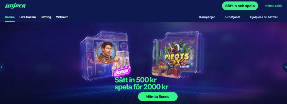 Sätt in och spela hos Hajper Casino