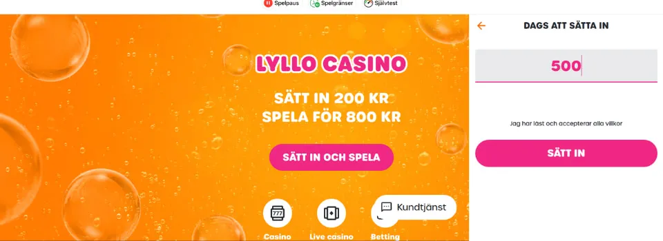 Lyllo Casino insättningsbelopp