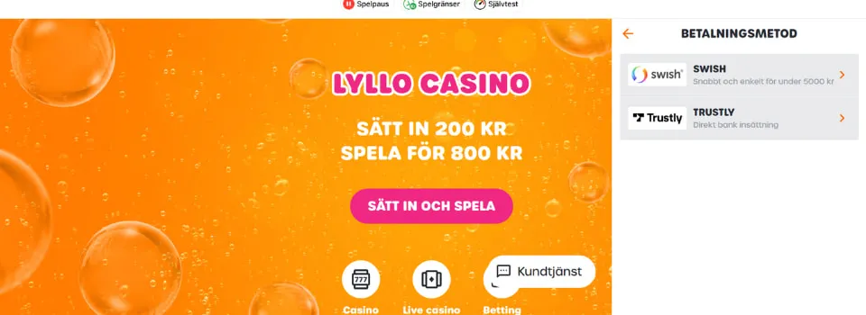 Lyllo Casino Trustly och Swish