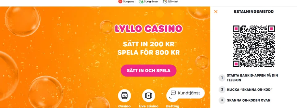 Lyllo Casino verifiering med QR-kod