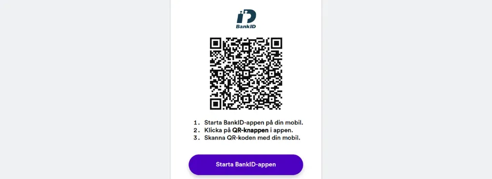 Casumo BankID verifiering med QR-kod