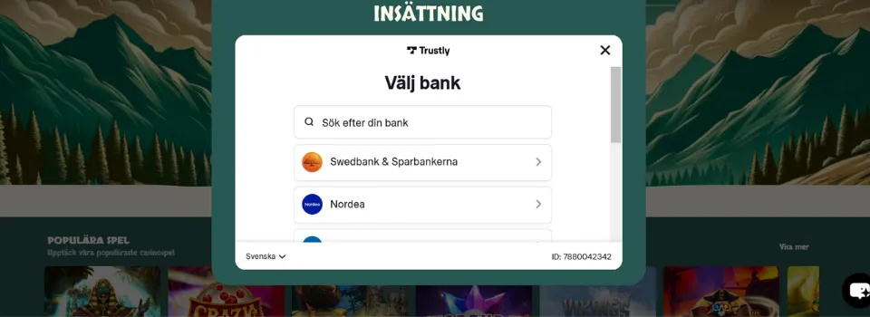 Välj din bank hos Loke Casino