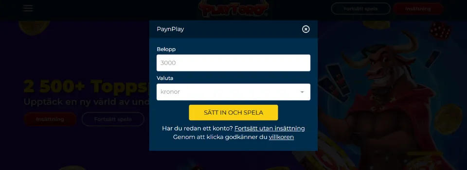 Playtoro casino insättningsbelopp