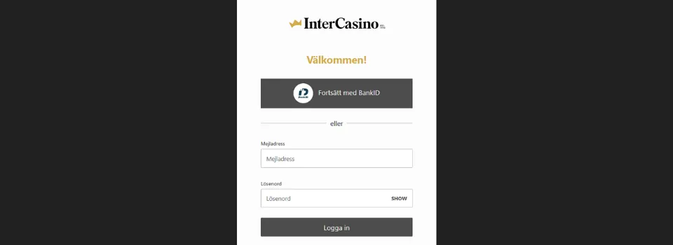 InterCasino BankID-registrering