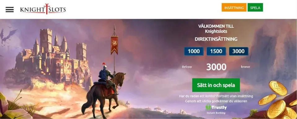 Skärmbild från Knightslots casino