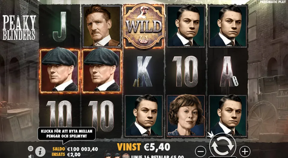 Skärmbild från peaky blinders slot