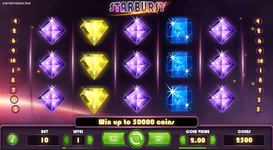 Spelplan för Starburst slot